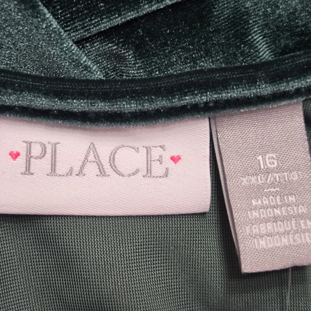 Children’s Place Velvet Spruce Shad Green Holiday Christmas Dress Size 16